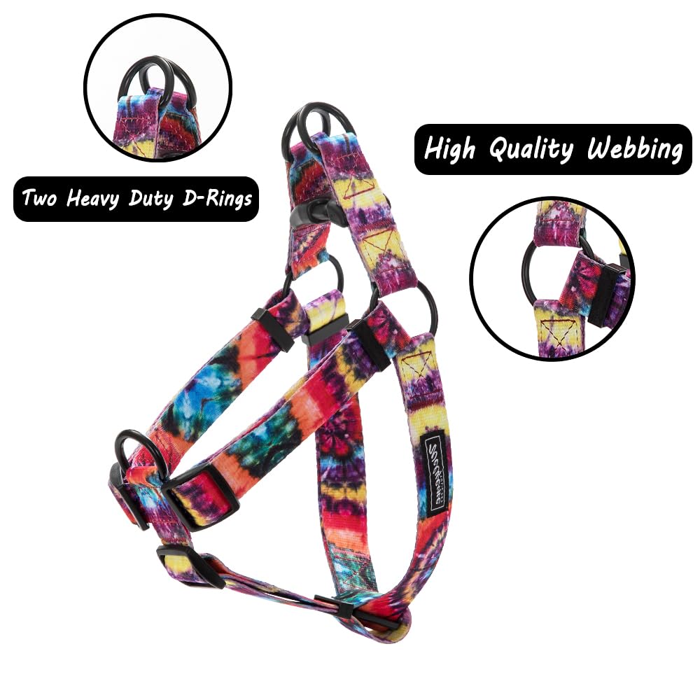 Welyeme Tie Dye No Pull Dog Harness and Leash Set for Small Medium Large Dogs, Rainbow Dog Harness