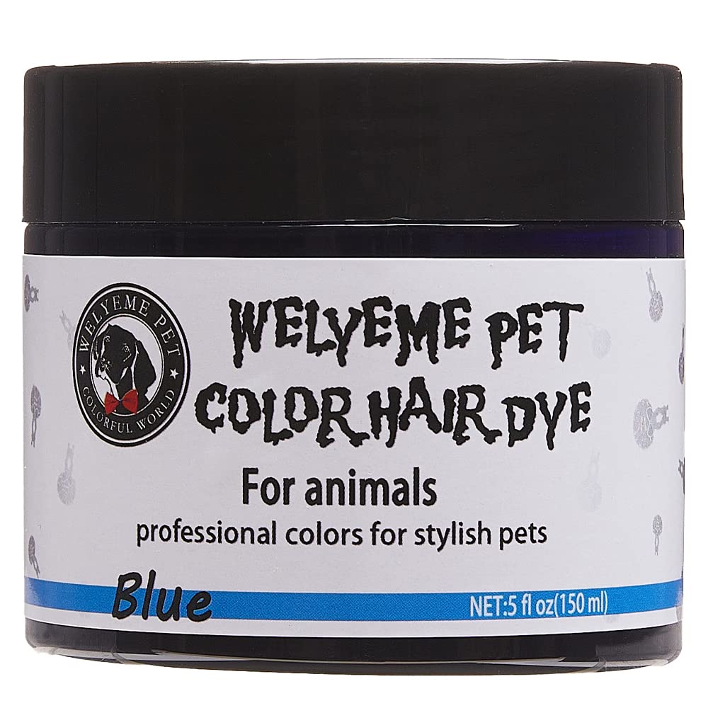 WELYEME Dog Hair Dye Blue, Permanent Pet Hair Dye, Professional Dog Safe Hair Dye, Bright Color for Dogs and Horses
