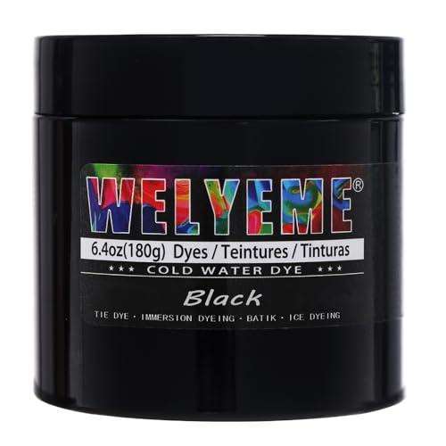 WELYEME Cold Water Dye, Tie Dye Powder, Fabric Dye Powder for Clothes (Black)