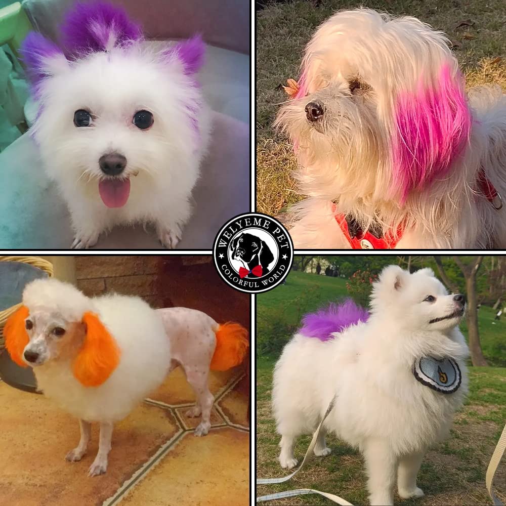 WELYEME Pet Hair Color - Permanent, Non-Toxic Dog Hair Dye - 3 Cans (5.07 oz Each) with 3 Brushes and Gloves (Black Orange Brown)